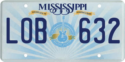 MS license plate LOB632