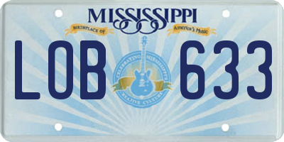 MS license plate LOB633