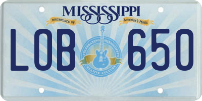 MS license plate LOB650