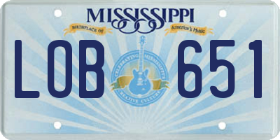MS license plate LOB651