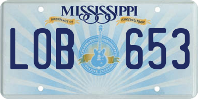 MS license plate LOB653