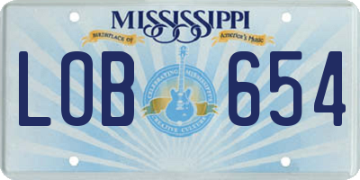 MS license plate LOB654