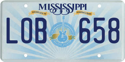 MS license plate LOB658
