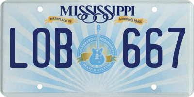 MS license plate LOB667