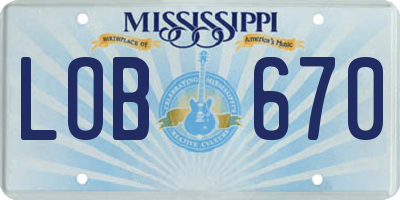 MS license plate LOB670