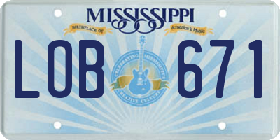 MS license plate LOB671