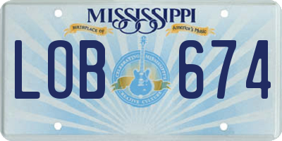 MS license plate LOB674