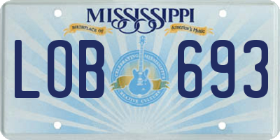 MS license plate LOB693