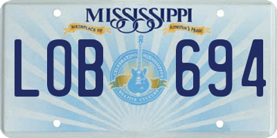 MS license plate LOB694