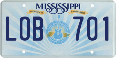 MS license plate LOB701
