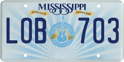 MS license plate LOB703