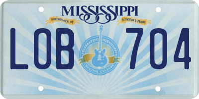 MS license plate LOB704