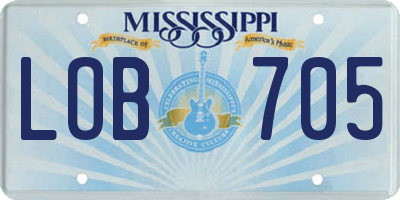 MS license plate LOB705