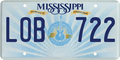 MS license plate LOB722