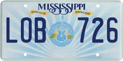 MS license plate LOB726