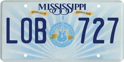 MS license plate LOB727
