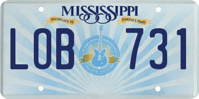 MS license plate LOB731