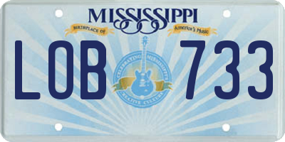 MS license plate LOB733