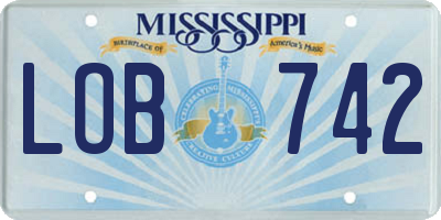 MS license plate LOB742