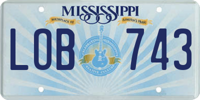 MS license plate LOB743