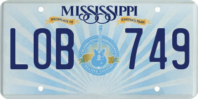 MS license plate LOB749