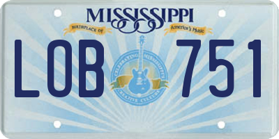 MS license plate LOB751