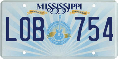 MS license plate LOB754