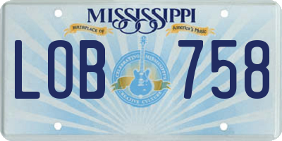 MS license plate LOB758