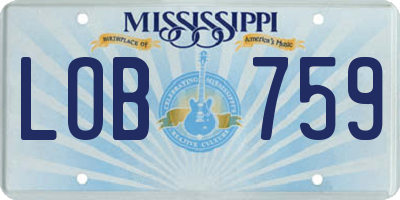 MS license plate LOB759