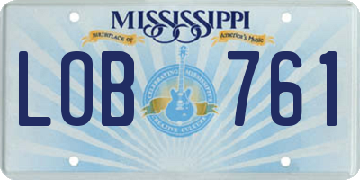 MS license plate LOB761
