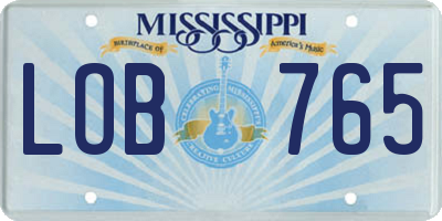 MS license plate LOB765