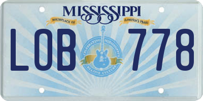 MS license plate LOB778