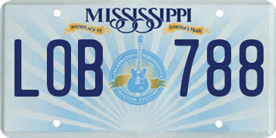 MS license plate LOB788
