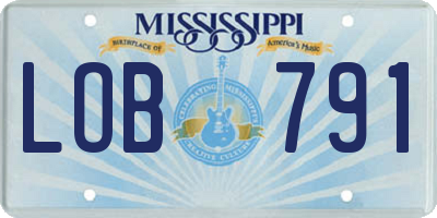 MS license plate LOB791