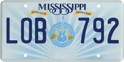 MS license plate LOB792