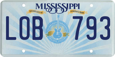 MS license plate LOB793