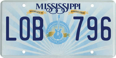 MS license plate LOB796