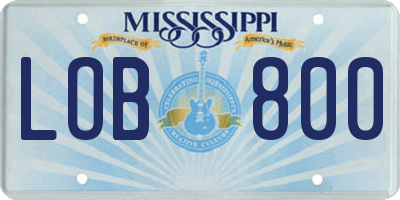 MS license plate LOB800