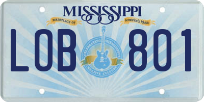 MS license plate LOB801