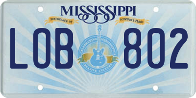 MS license plate LOB802