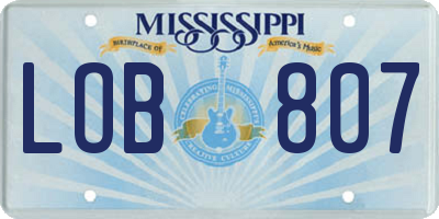 MS license plate LOB807