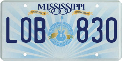 MS license plate LOB830