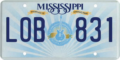 MS license plate LOB831