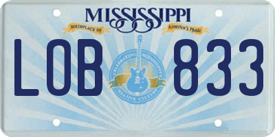 MS license plate LOB833