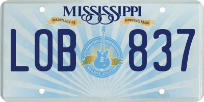 MS license plate LOB837