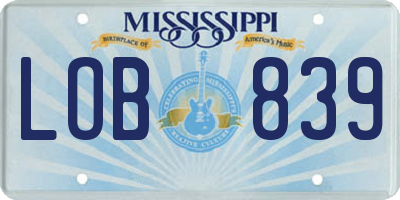 MS license plate LOB839