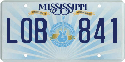 MS license plate LOB841