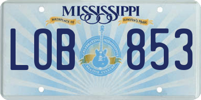 MS license plate LOB853
