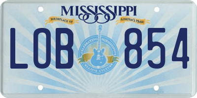 MS license plate LOB854