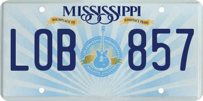 MS license plate LOB857